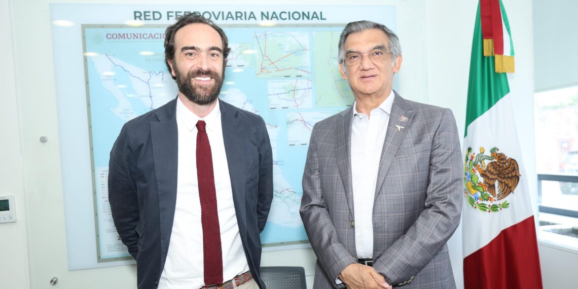 Américo Villarreal y Andrés Lajous afinan rutas ferroviarias para Tamaulipas
