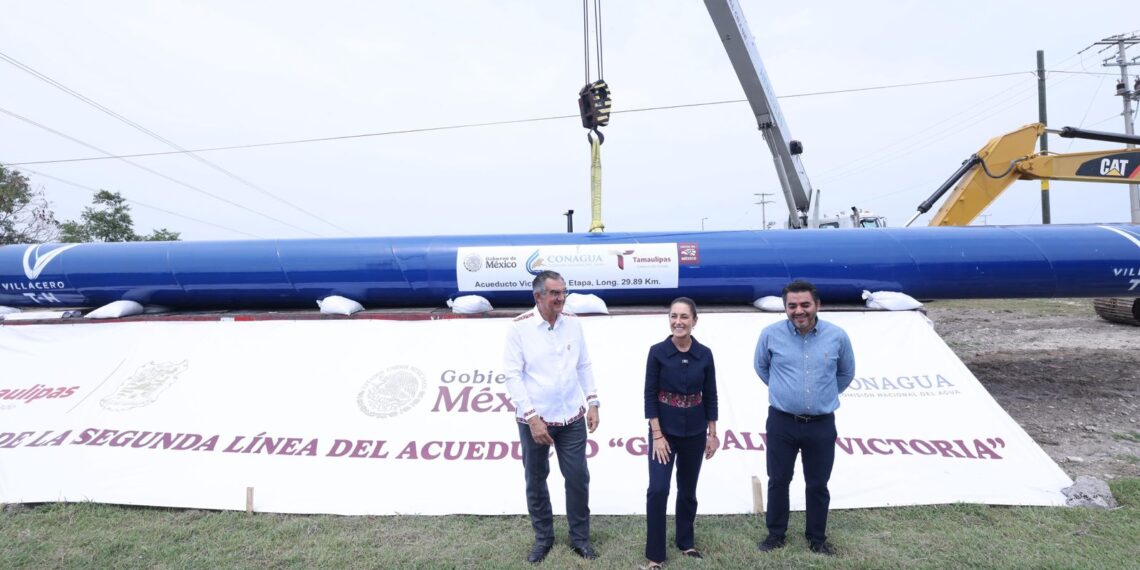 Claudia Sheinbaum supervisa construcción del nuevo acueducto en Ciudad Victoria