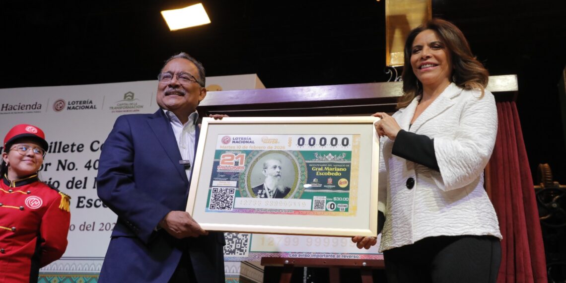Escobedo rinde homenaje a Mariano Escobedo con billete de la Lotería Nacional