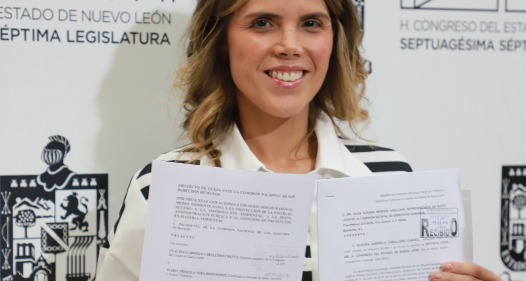 Claudia Caballero denuncia ante Derechos Humanos crisis ambiental en Nuevo León